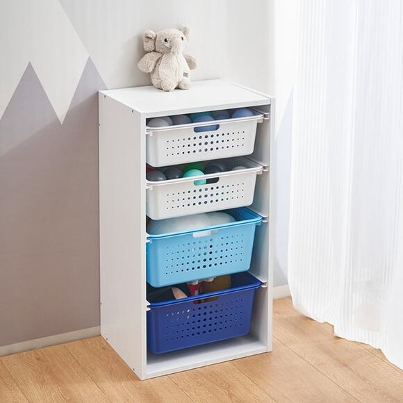 Your Zone Kids Sliding Bin Organizer with 4 Storage Bins, Blue - Picture 2 of 4